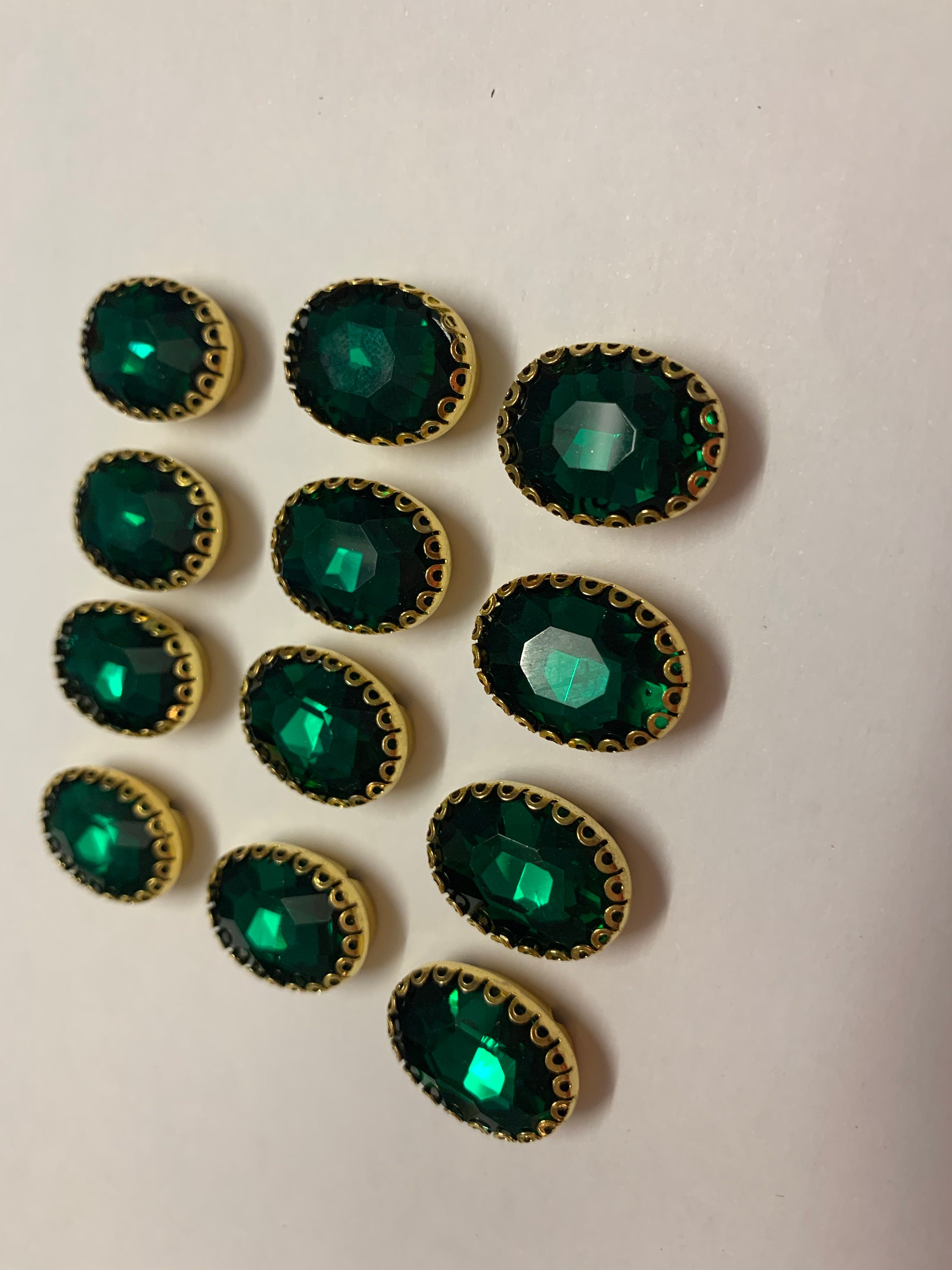 Emerald Crystal Button, Sew on Crystal Button, Gold Crystal Button, - Etsy