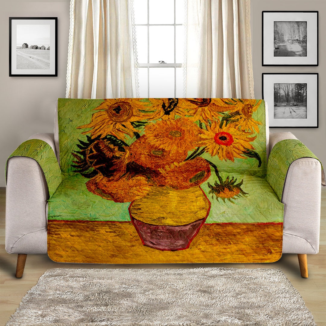 Van Gogh Sofa Cover, Famous Painting Sunflowers Quilted Furniture