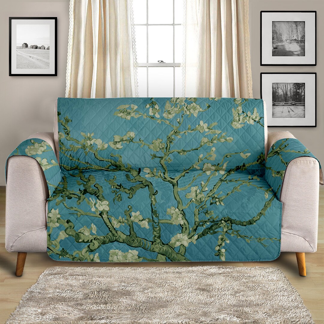 Floral Couch Cover Famous Painting Almond Blossoms Quilted Etsy