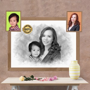 add deceased love one to photo ,mother day , mother&#39;s day gift , mother&#39;s day gift portrait, add a dead , family portrait,gift