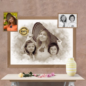 Gift for Christmas, Christmas gift portrait, Personalized gift, Custom gift, portrait with love one, Deceased love one photo, family gift