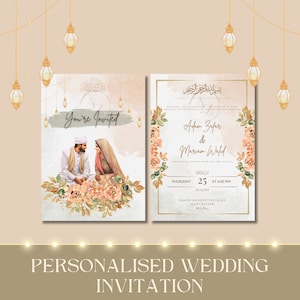 Personalised Digital Wedding Invitation, Nikkah E-Invite, Baraat, Walima, Printable Shaadi Card, Muslim, Indian, Pakistani, Save the Date