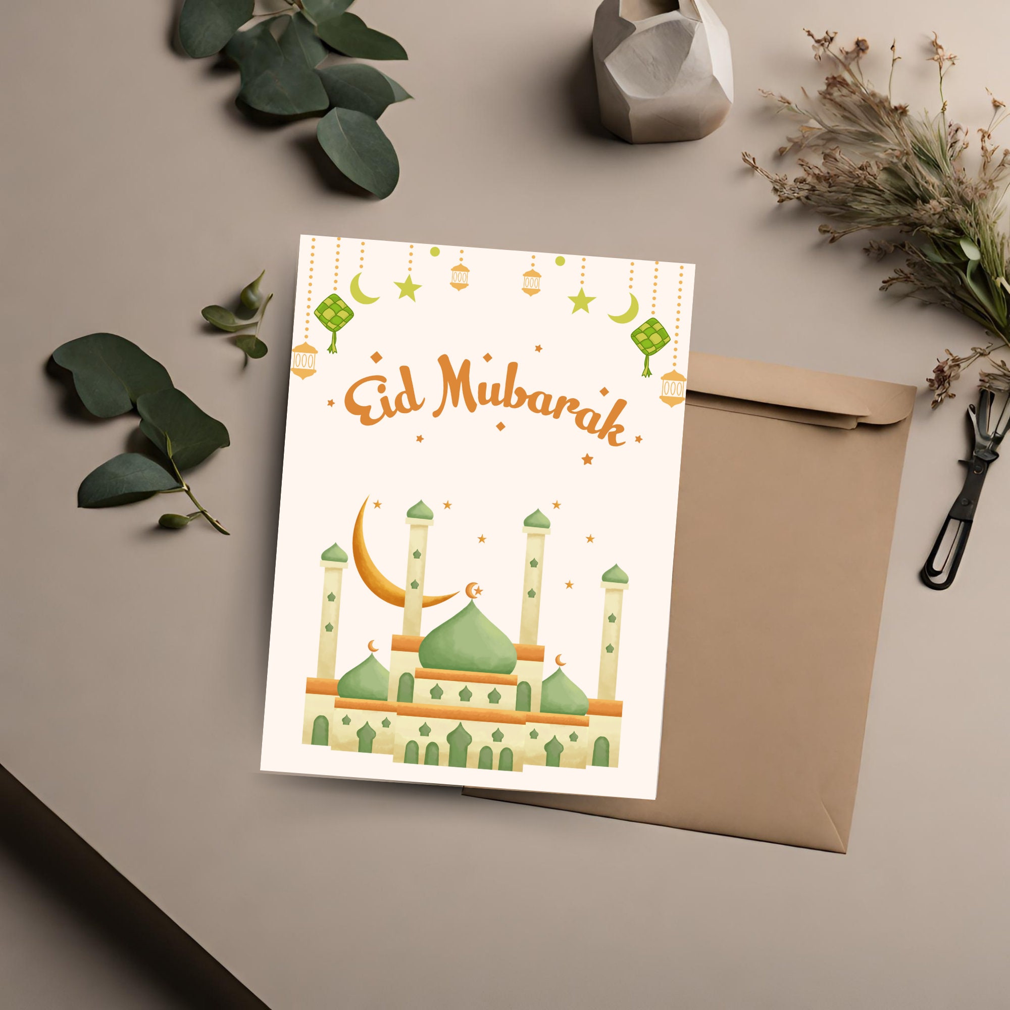 Floral Eid Mubarak Printable Cards, Digital Eid Greeting Cards, Happy ...