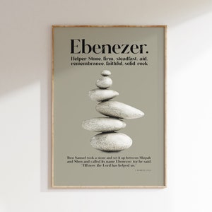 Ebenezer I The Helper Stone, 1 Samuel 7:12, special design for Haydon, Sage Green Minimalist Print, Biblical Meaning Printable Art