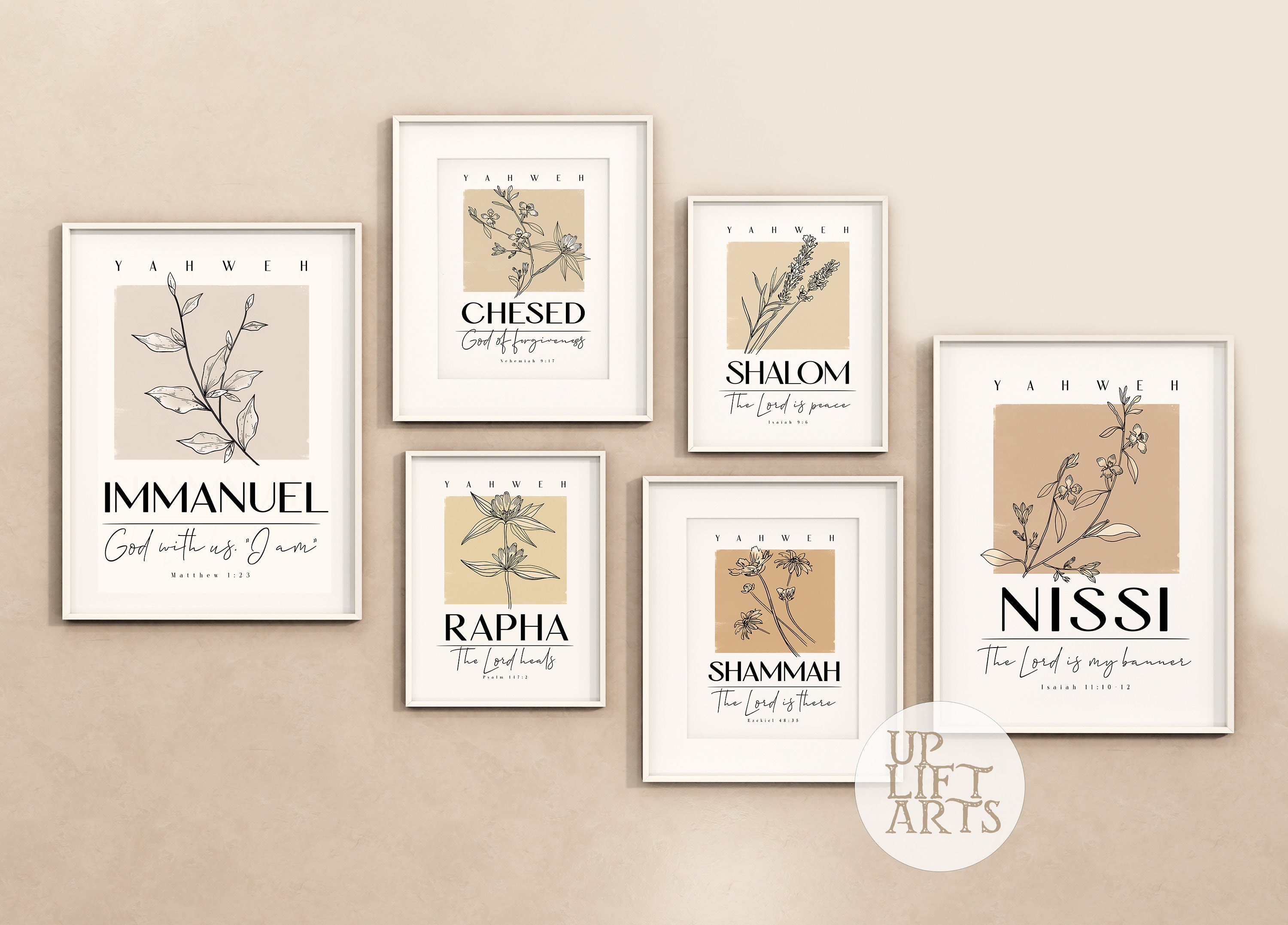 Hebrew Names for God Wall Art, 12 Names of God Printable Set, Yahweh ...