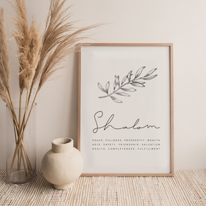 Shalom Wall Art, Shalom Print, Shalom HEBREW definition Olive Branch print, SHALOM BIBLE Verse printable Wall Art, Hebrew print, Jewish Art