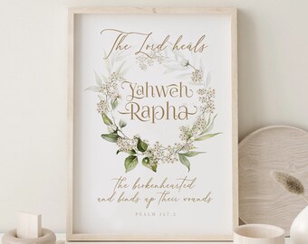 Yahweh Rapha Floral Print: Psalm 147 Scripture (Digital Download)