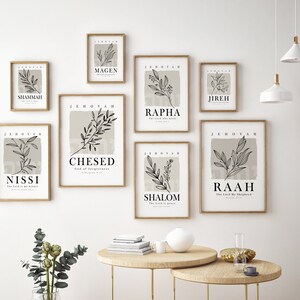 Hebrew Names of God Set of 9 Wall Art Prints, Bible Verse Minimalist ...