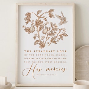 Hummingbird Botanical Bible Verse Print: Christian Wall Art (Digital Download)