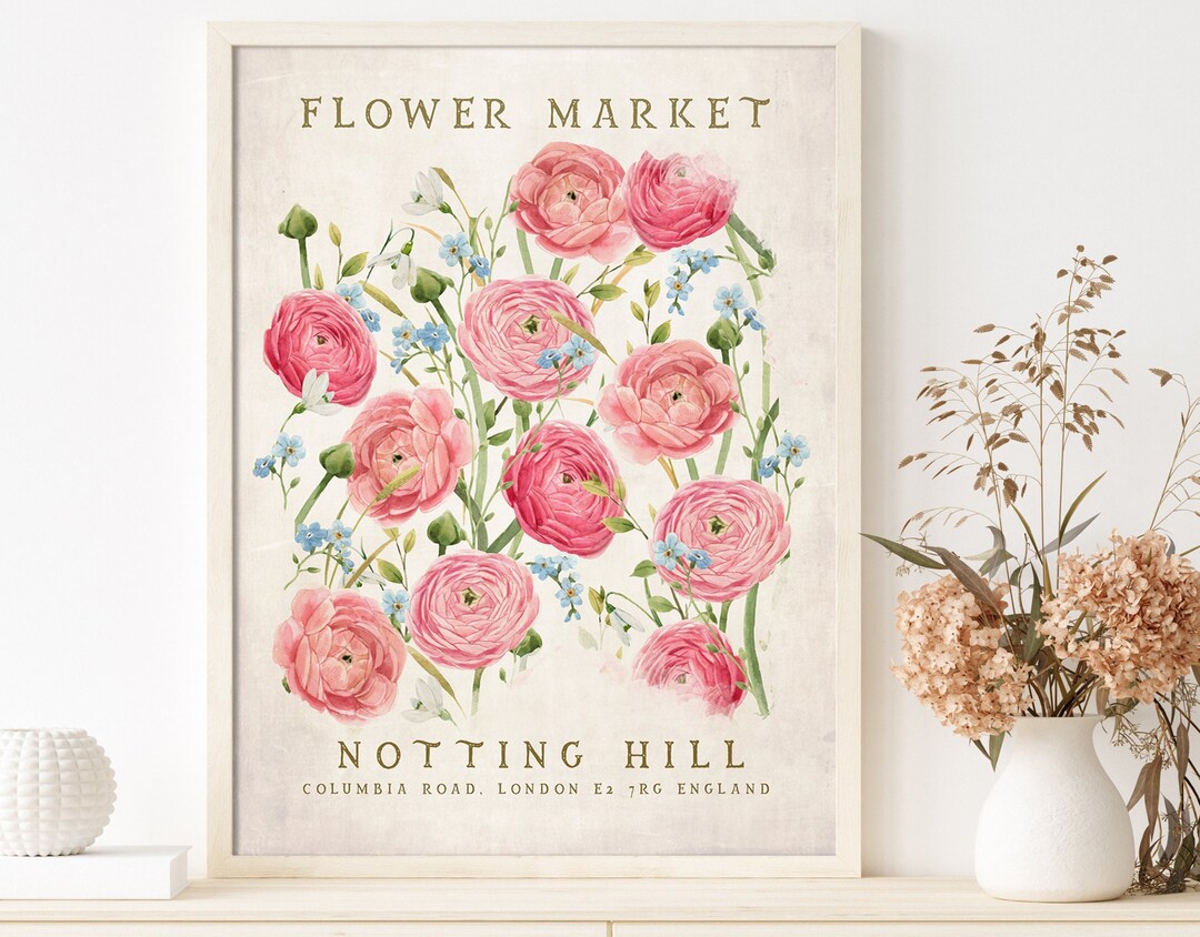 Notting Hill, Flower Market Poster Buttercup Me Not Flower Print