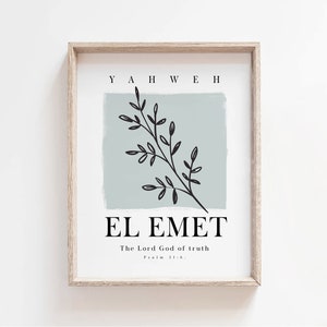 Set of 6 Printable Names of God Wall Art, Bible Verse Minimalist ...
