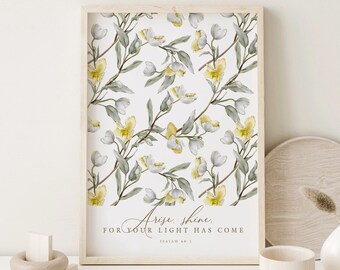 Arise Shine Floral Bible Verse Print: Christian Home Decor (Digital Download)