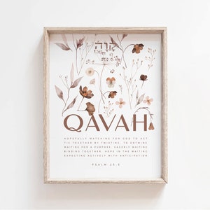 Qavah Sign QAVAH Wall Art, Qavah HEBREW Meaning Bible Verse Printable Art, PSALM ...