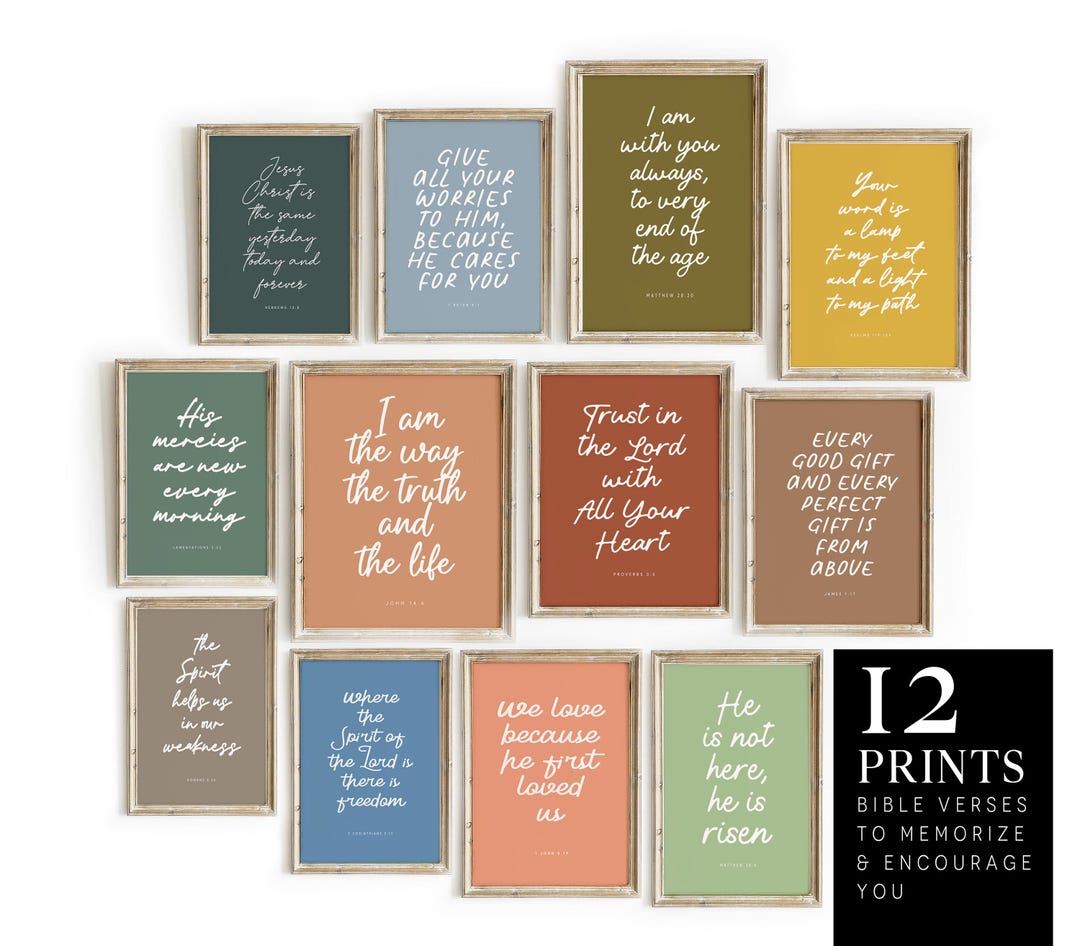 Printed Scripture Images 12 Scripture Encouraging Prints, Christian Wall Art Set, Most Popular ...