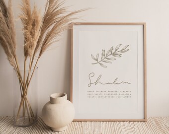 Shalom Definition Print: Hebrew Olive Branch Art (Digital Download)