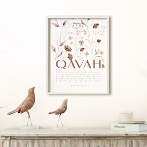 Qavah Sign QAVAH Wall Art, Qavah HEBREW Meaning Bible Verse Printable Art, PSALM ...