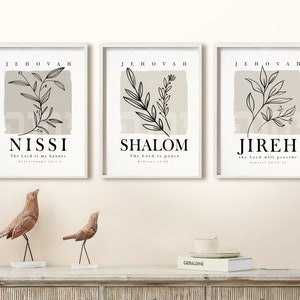 Hebrew Names of God Set of 9 Wall Art Prints, Bible Verse Minimalist ...