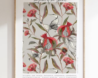 Fruit of the Spirit Print: Pomegranate Watercolor, Galatians 5 (Digital Download)