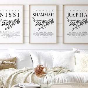 Hebrew Names of God Wall Art Prints: Minimalist Bible Verse (digital ...