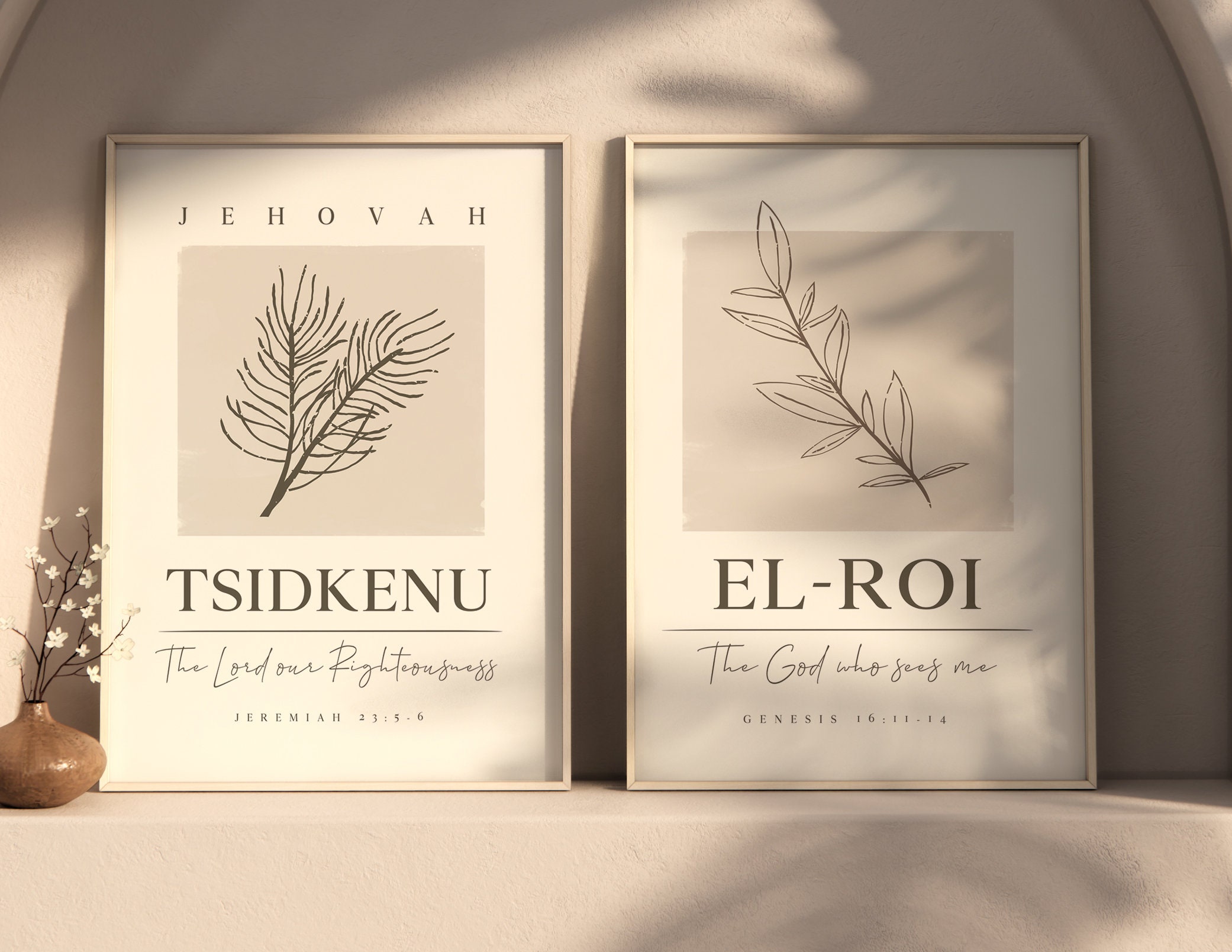 Hebrew Names of God Printable Wall Art: Minimalist Gallery Set (digital ...