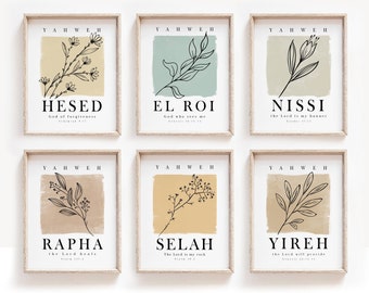 Names of God Wall Art Prints: Hebrew Bible Verse (Digital Download)
