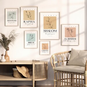 Hebrew Names of God Set of 6 Christian Printable Wall Art, Bible Verse ...