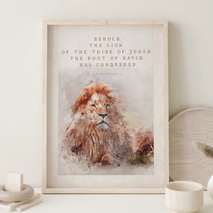 Lion of Judah Watercolor Bible Verse Art (Digital Download)