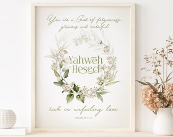 Yahweh Hesed Hebrew Name of God Art Print: Bible Verse (Digital Download)