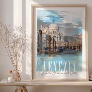 Venice Gondolas Watercolor Art Print: Italy Travel Poster (Digital Download)