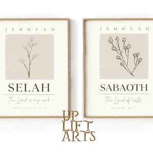 Hebrew Names of God Printable Wall Art Set of 15 prints,YAHWEH Selah Chesed Jireh Rapha El Elyon Shalom Nissi Raah Shammah El Roi El Shaddai zdjęcie 4