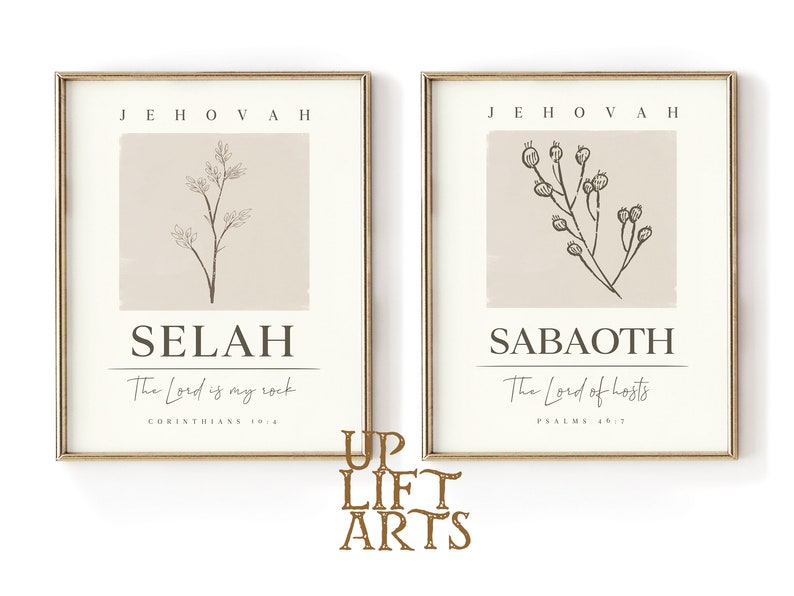 Hebrew Names of God Printable Wall Art Set of 15 prints,YAHWEH Selah Chesed Jireh Rapha El Elyon Shalom Nissi Raah Shammah El Roi El Shaddai zdjęcie 4