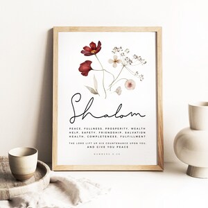 Shalom Script SHALOM Wall Art Printable, Aarons Blessing Numbers 6, HEBREW Definition ...