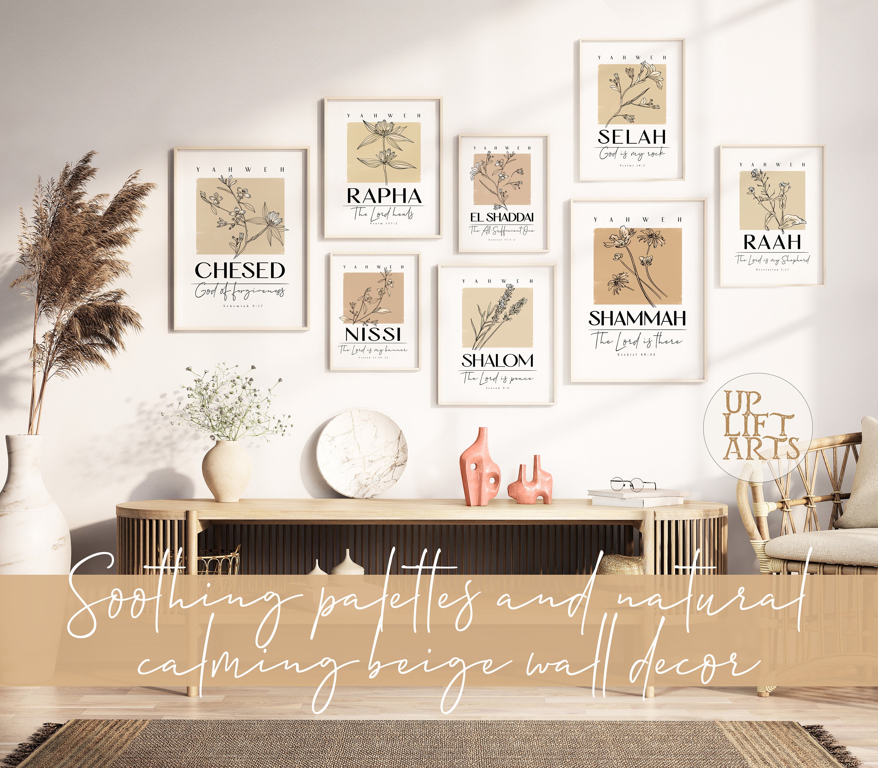 Hebrew Names for God Wall Art, 12 Names of God Printable Set, Yahweh ...