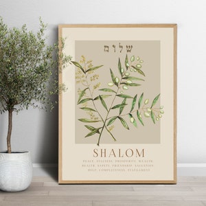 Shalom Olive Branch Print: Hebrew Definition Wall Art (Digital Download)