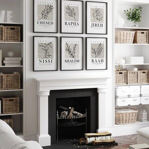 Hebrew Names of God Set of 9 Wall Art Prints, Bible Verse Minimalist ...