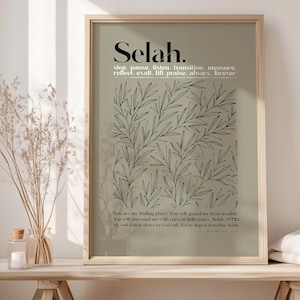 SELAH Wall Art, Selah HEBREW BIBLE Verse Wall Decor, Sage Green Minimalist Print, Psalm 32:7 Selah-Listen Biblical Meaning Printable Art
