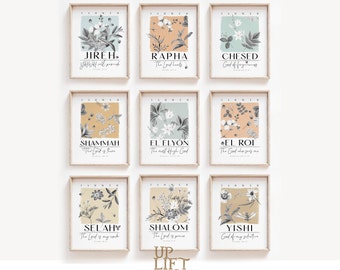 Hebrew Names of God Art Prints: Bible Botanical Gallery (Digital Download)