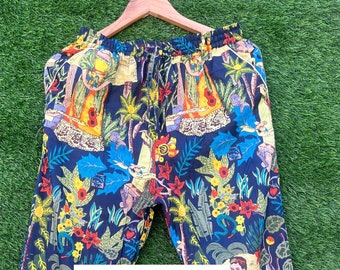 Frida Kahlo Cotton Pajama Pants, Women Lounge Pants, Beach Pants, Floral Trouser, Boho Festival Pants, Pajama Cotton Pant, Harem Pants