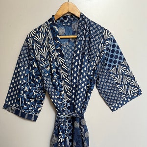 Roupão de algodão estampado floral robe longo tamanho nighty feito à mão kimno pijamas turco roupão de dormir roupão de dormir boêmio hippie