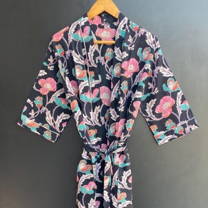 Roupão de algodão tamanho longo camisola artesanal kimno pijamas turco roupão de dormir roupão de dormir bohemain hippie vestido