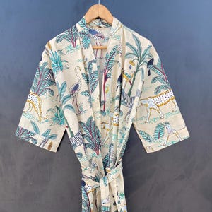 Beautiful Cotton Kimono Dress, Bath Robe Kimono, hand Block Printed Cotton Kimono, Shower Robe, Cotton Kimono Robe, Dressing Gown, Robes