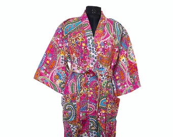 Ręcznie robiona bawełniana kurtka kimono Kantha: pikowana szata indyjska