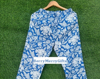 Flower Print Cotton Pajama Pants, Women Lounge Pants, Beach Pants, Floral Trouser, Boho Festival Pants, Pajama Cotton Pant, Harem Pants