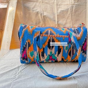 Sac de voyage indien fait main en coton matelassé, grand sac de voyage écologique, grande taille, imprimé floral fait main