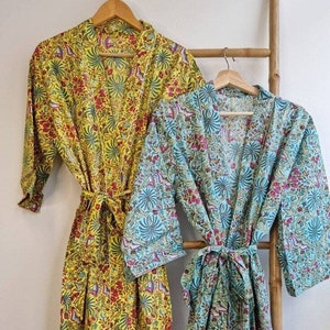 Roupão de algodão estampado floral robe longo tamanho noite artesanal kimno pijamas roupão turco cardigan roupa de dormir vestido de praia biquíni