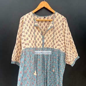 Floral Block Print Kyra Midi Dress Mini Dress For Women Summer Dress Perfect Gift For Your Loved Ones Gift for her Gift for Mom