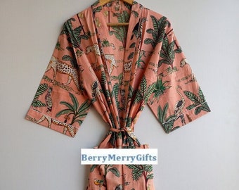 Beautiful Cotton Kimono Dress, Bath Robe Kimono, hand Block Printed Cotton Kimono, Shower Robe, Cotton Kimono Robe, Dressing Gown, Robes