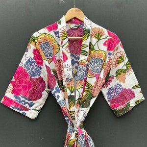 Tropical Print robes, bridesmaid kimono robe, floral kimono, bridal kimono, Indian floral gown, Indian floral robe, printed organic