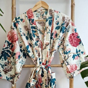 Roupão de algodão tamanho longo camisola artesanal kimno pijamas turco roupão de dormir roupão de dormir bohemain hippie vestido