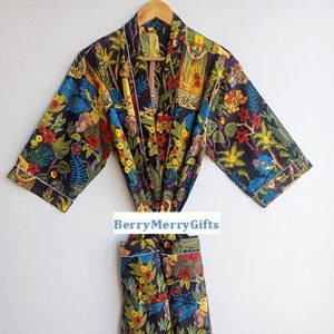 Beautiful Cotton Kimono Dress, Bath Robe Kimono, hand Block Printed Cotton Kimono, Shower Robe, Cotton Kimono Robe, Dressing Gown, Robes